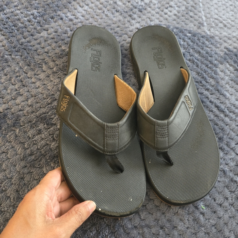 Flojos Black Flip-Flops Size 12